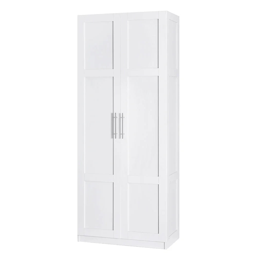 Wardrobe 2-Door Clothes Storage Cupboard - White