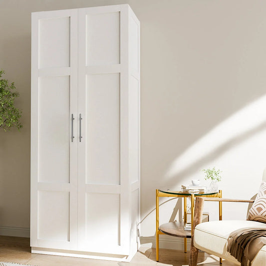 Wardrobe 2-Door Clothes Storage Cupboard - White