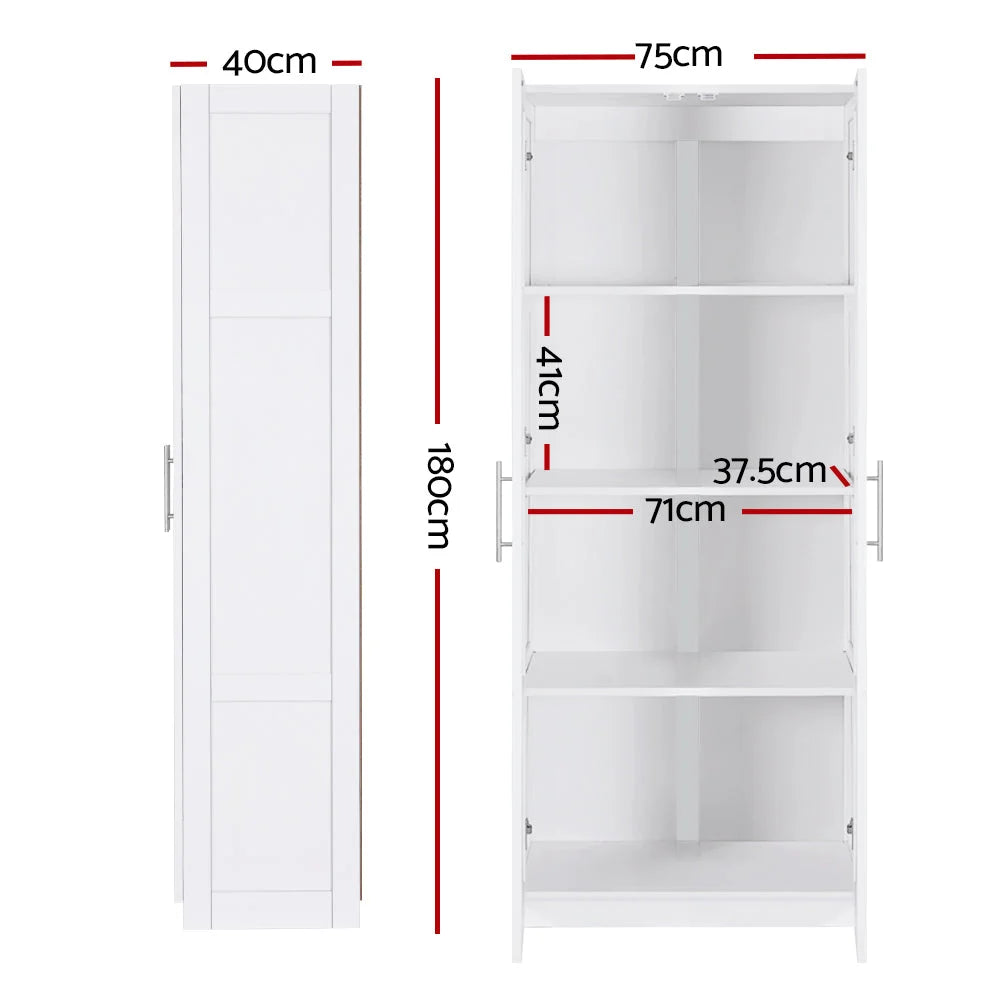 Wardrobe 2-Door Clothes Storage Cupboard - White
