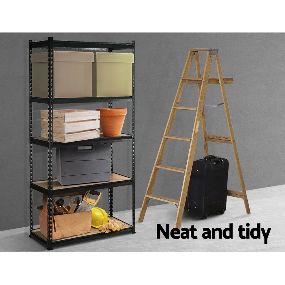 Black steel storage shelf