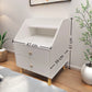Warm White Nightstand Wooden Legs Knobs Open Storage Two