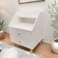 Warm White Nightstand Wooden Legs Knobs Open Storage Two