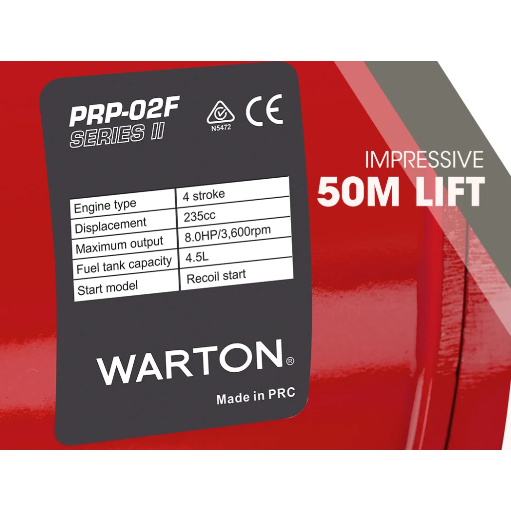 WARTON 2’’ 8HP Petrol High Flow Water Transfer Pump