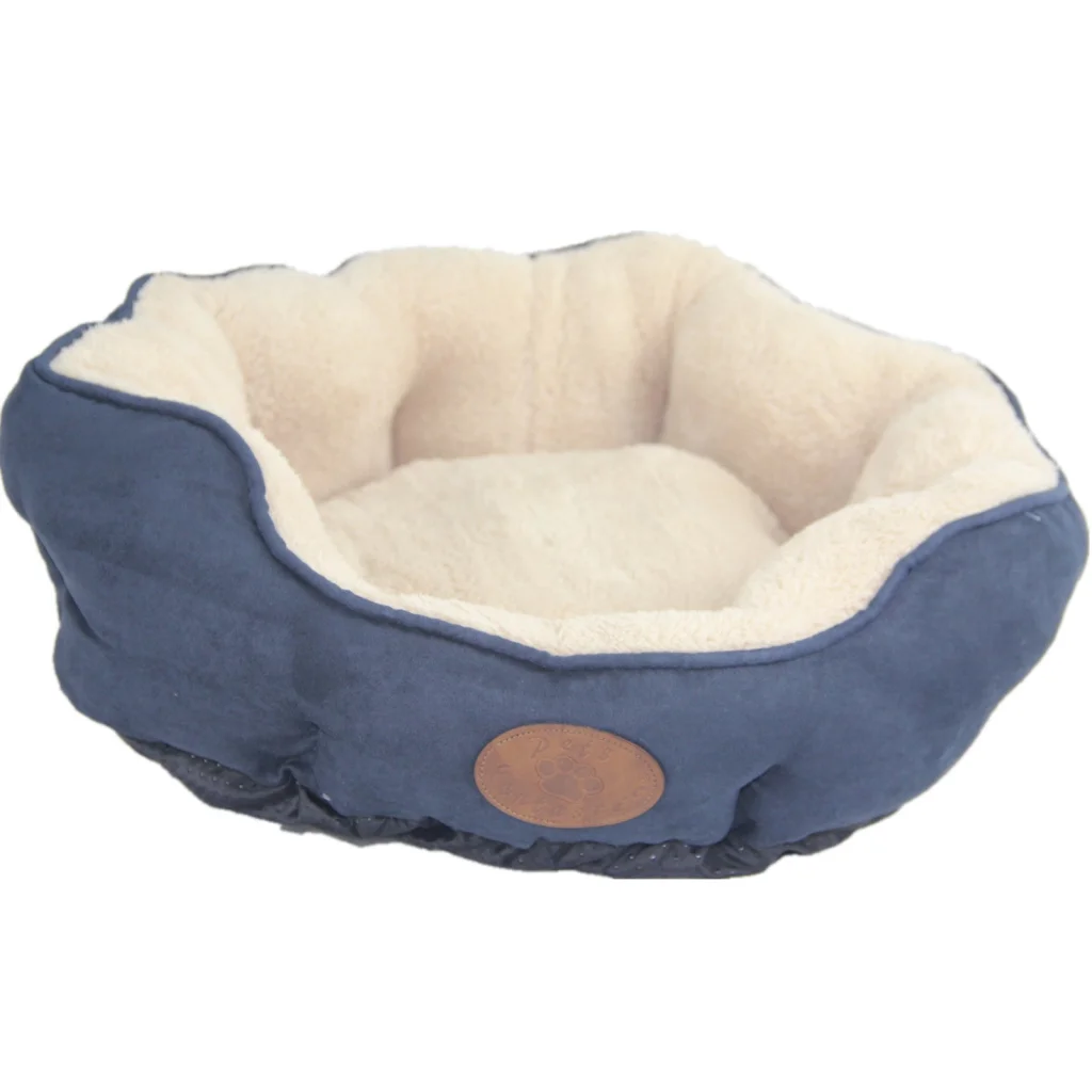 Washable Pet Bed Blue / Grey Fleece Soft Dog Cat - Medium