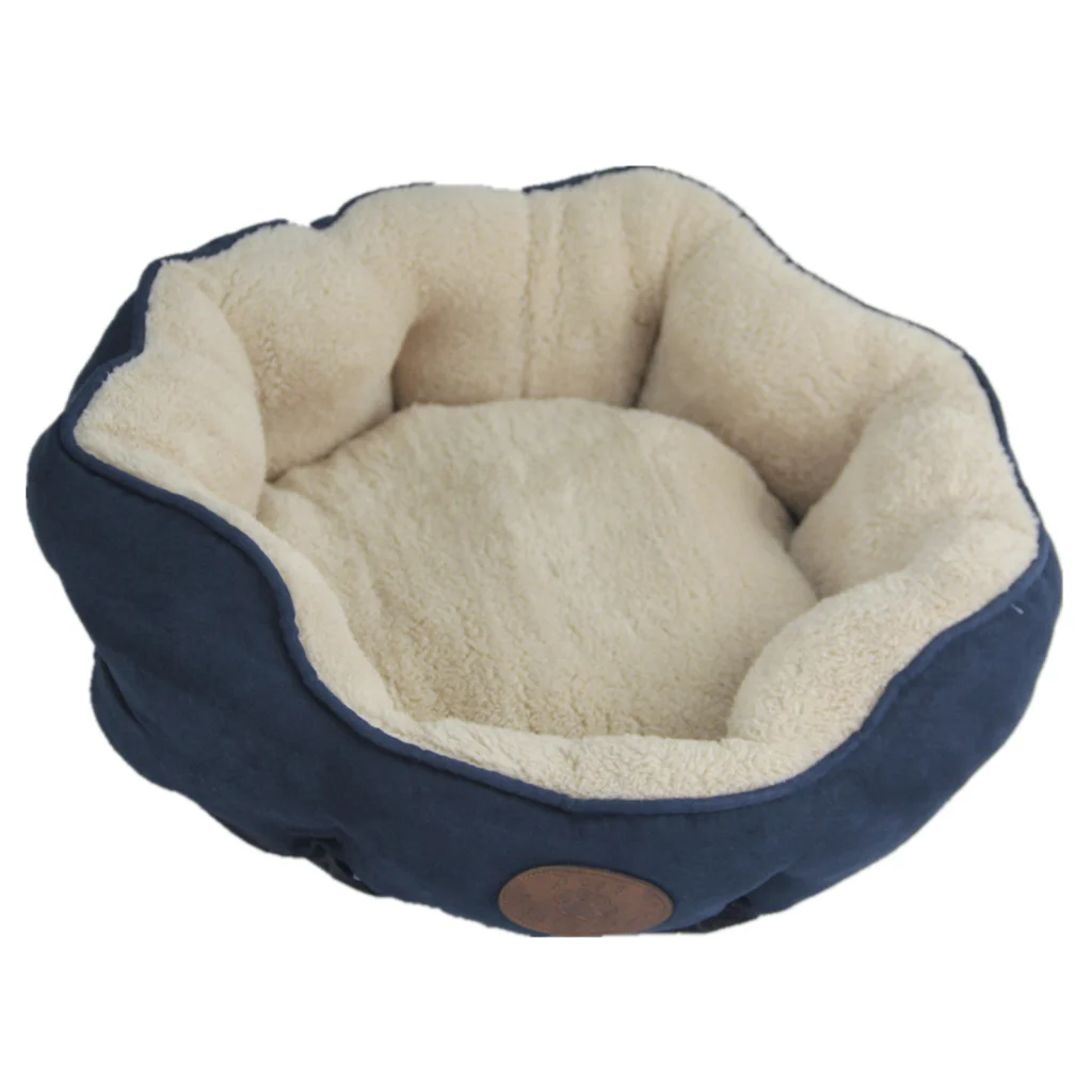 Washable Pet Bed Blue / Grey Fleece Soft Dog Cat - Medium