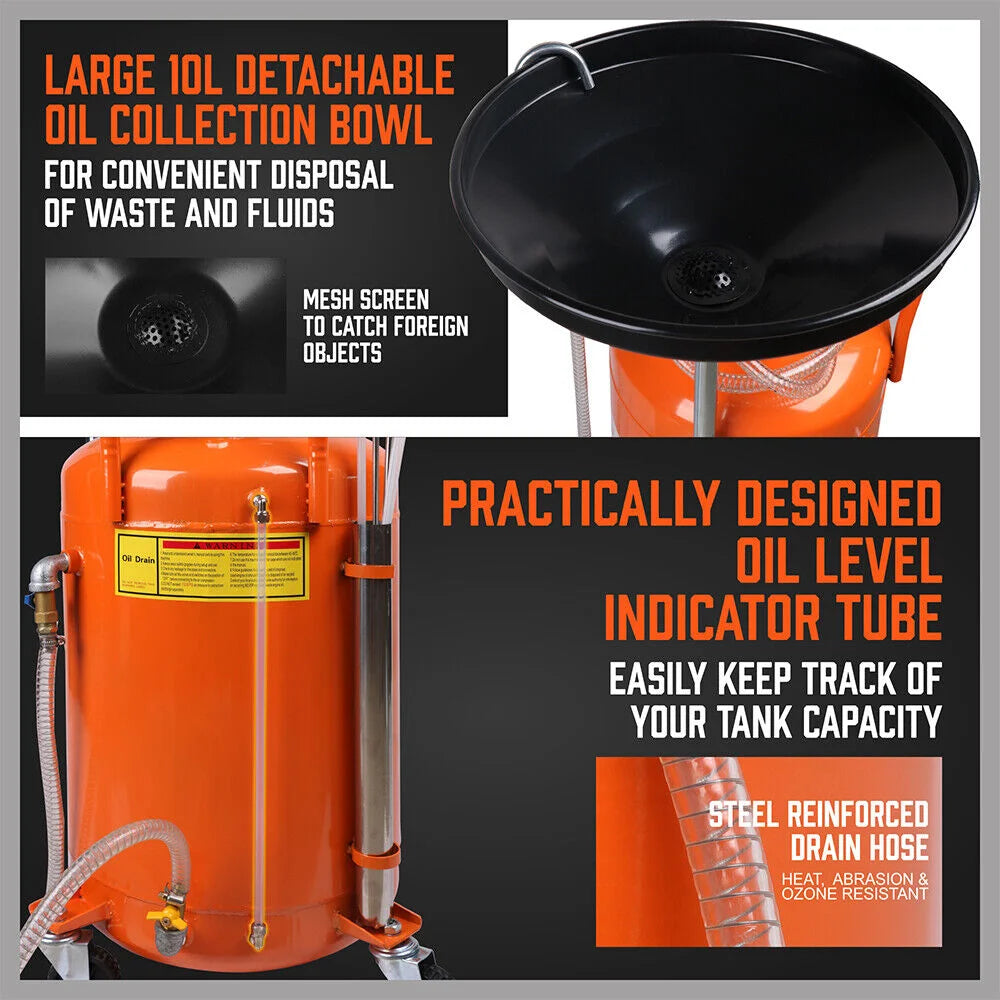 Waste Oil Drainer HORUSDY 80L Pneumatic Fluid Collection