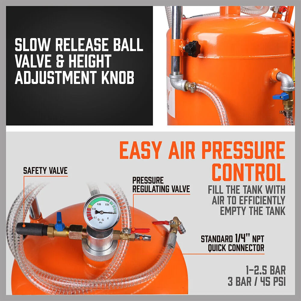 Waste Oil Drainer HORUSDY 80L Pneumatic Fluid Collection