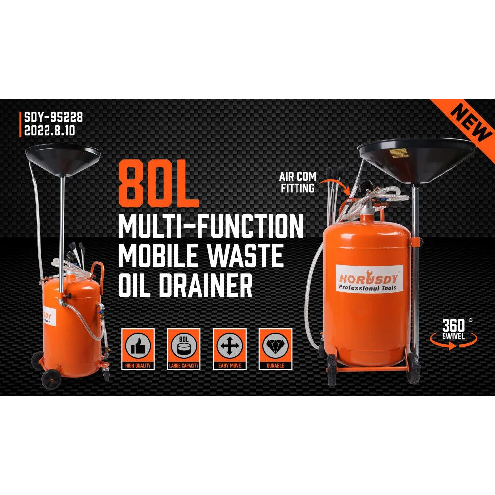 Waste Oil Drainer HORUSDY 80L Pneumatic Fluid Collection