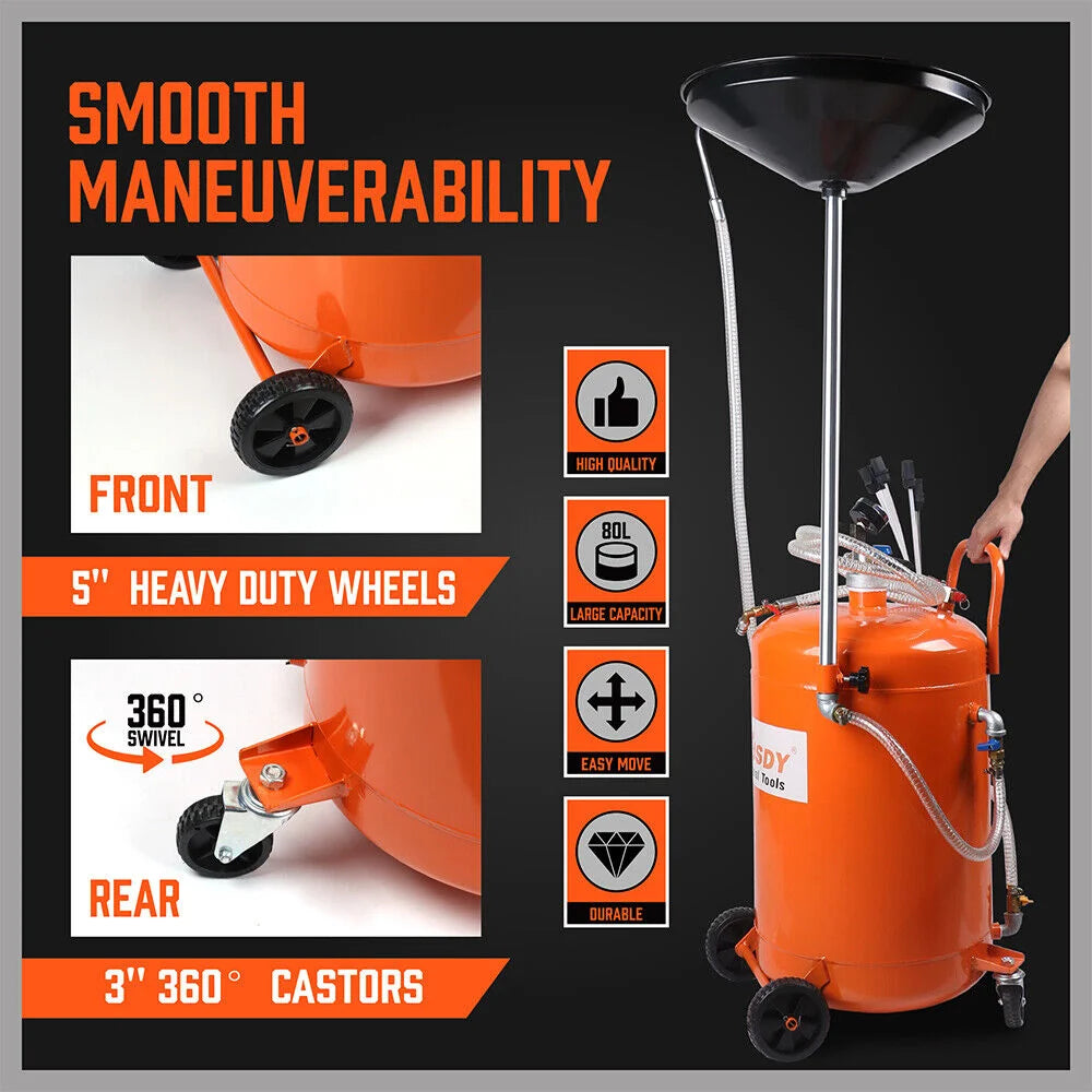 Waste Oil Drainer HORUSDY 80L Pneumatic Fluid Collection