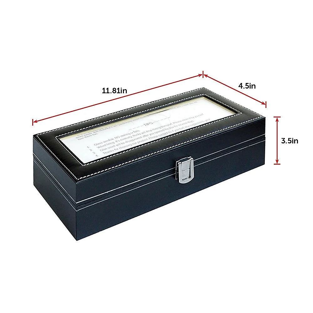 Watch Display Case Box 6-Slot - Black PU Leather - Others