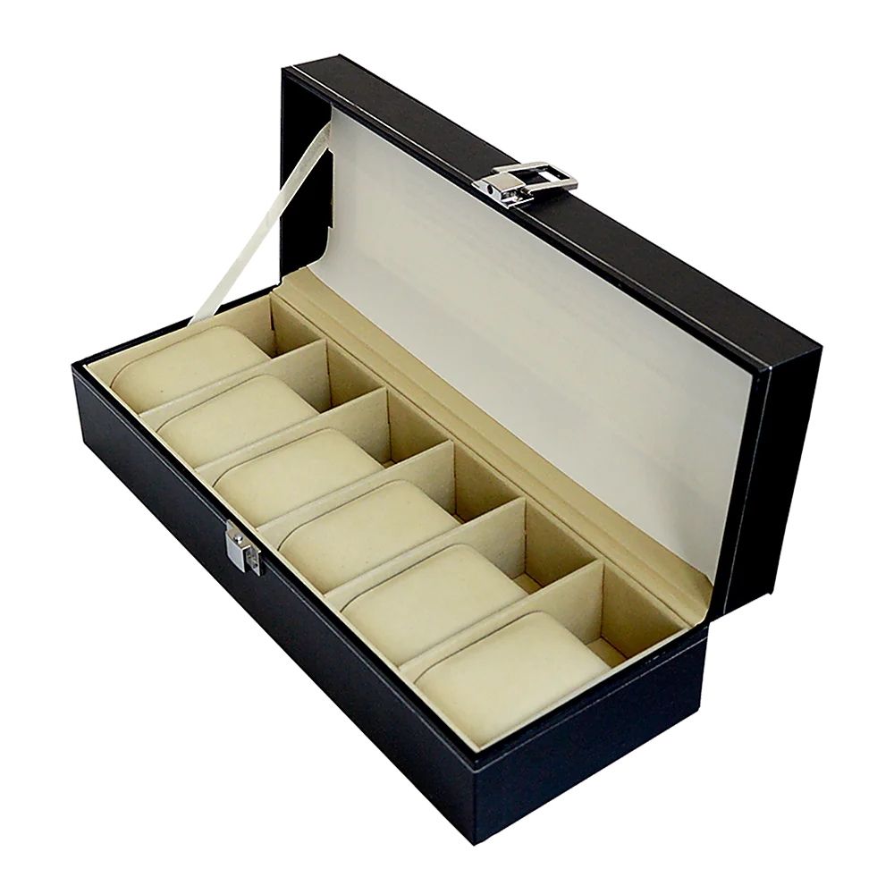 Watch Display Case Box 6-Slot - Black PU Leather - Others