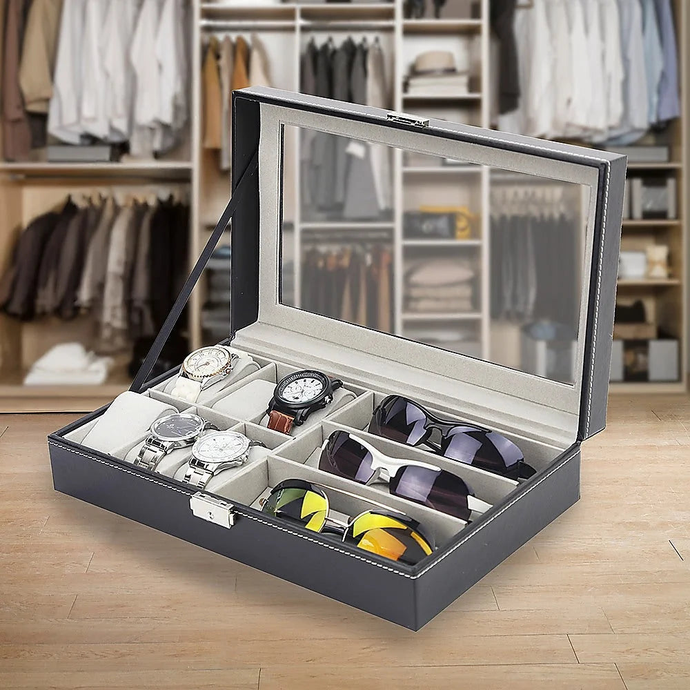 Watch & Sunglasses Display Storage Box 6 + 3 Grid Organizer
