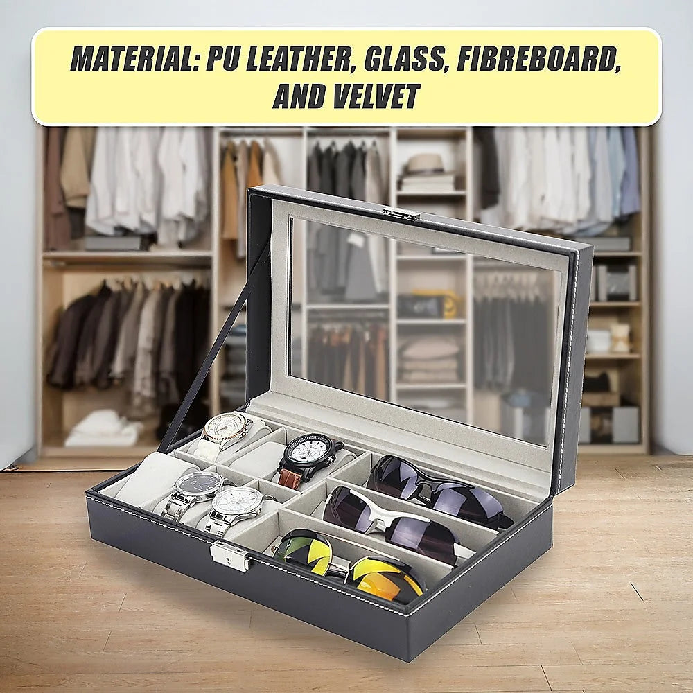 Watch & Sunglasses Display Storage Box 6 + 3 Grid Organizer