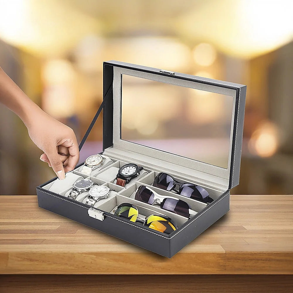 Watch & Sunglasses Display Storage Box 6 + 3 Grid Organizer