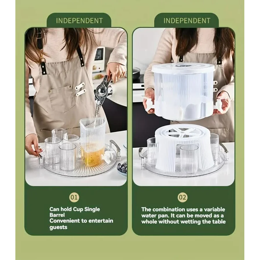 Water Bottle + 4 Cups Large Capacity Rotating Beverage