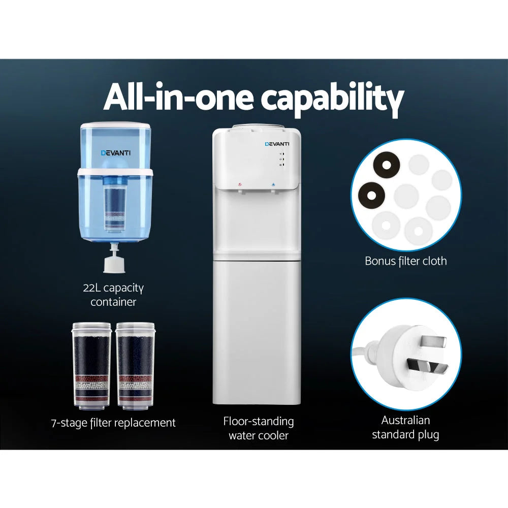 Water Cooler Dispenser 22L Hot Cold Taps Purifier Filter