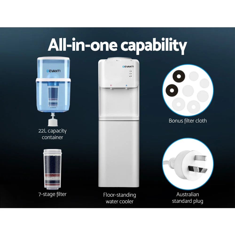 Water Cooler Dispenser 22L Top Loading Hot Cold Taps Filter
