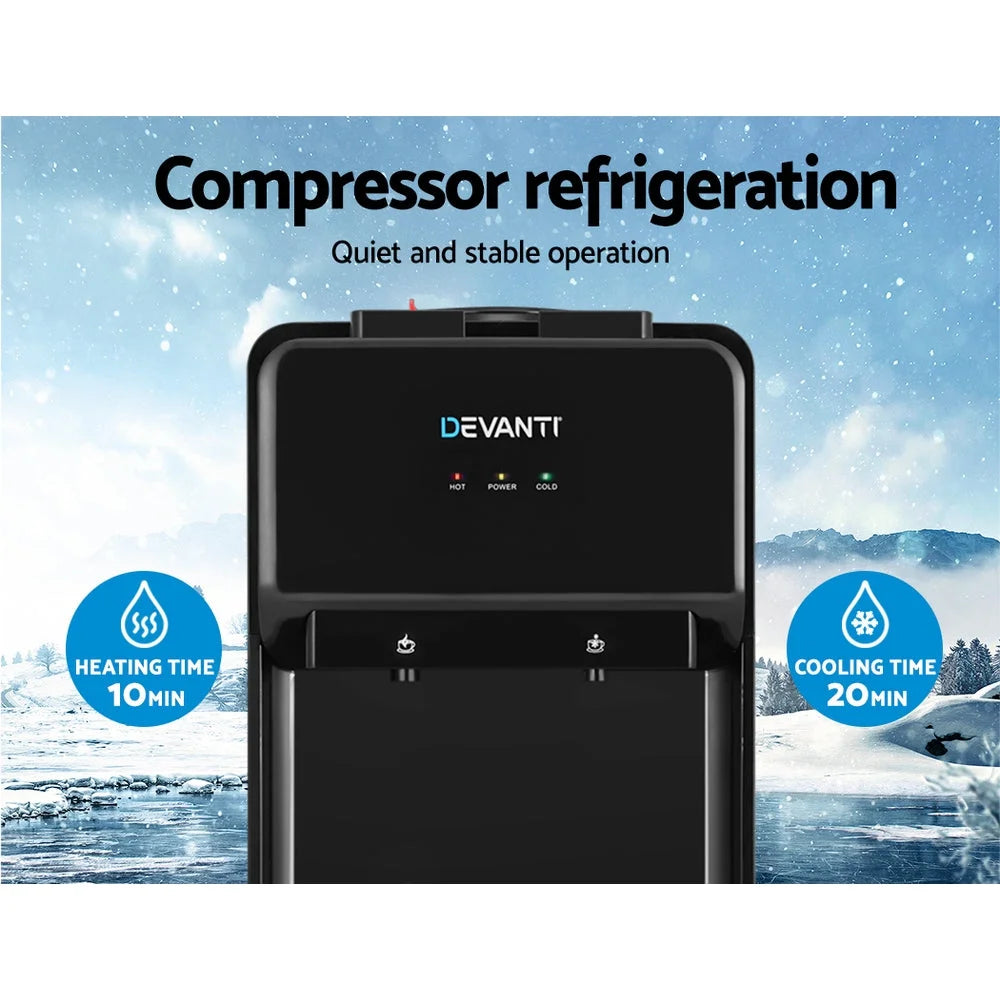 Black water cooler dispenser with attachment points and product body