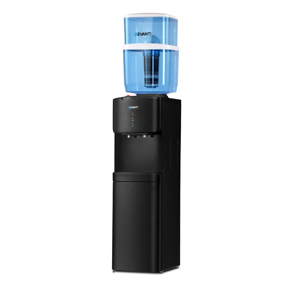Water Cooler Dispenser Stand with 22L Bottle - Black with 2