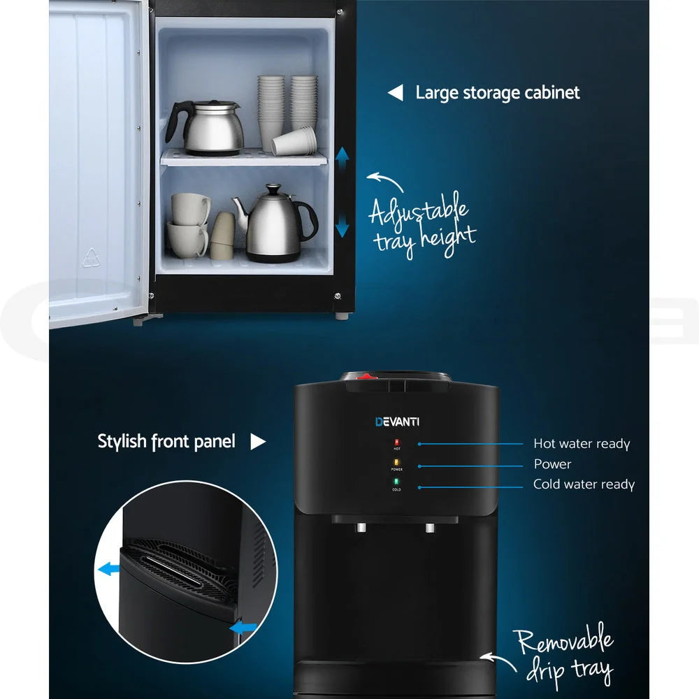 Water Cooler Dispenser Stand with 22L Bottle - Black with 2