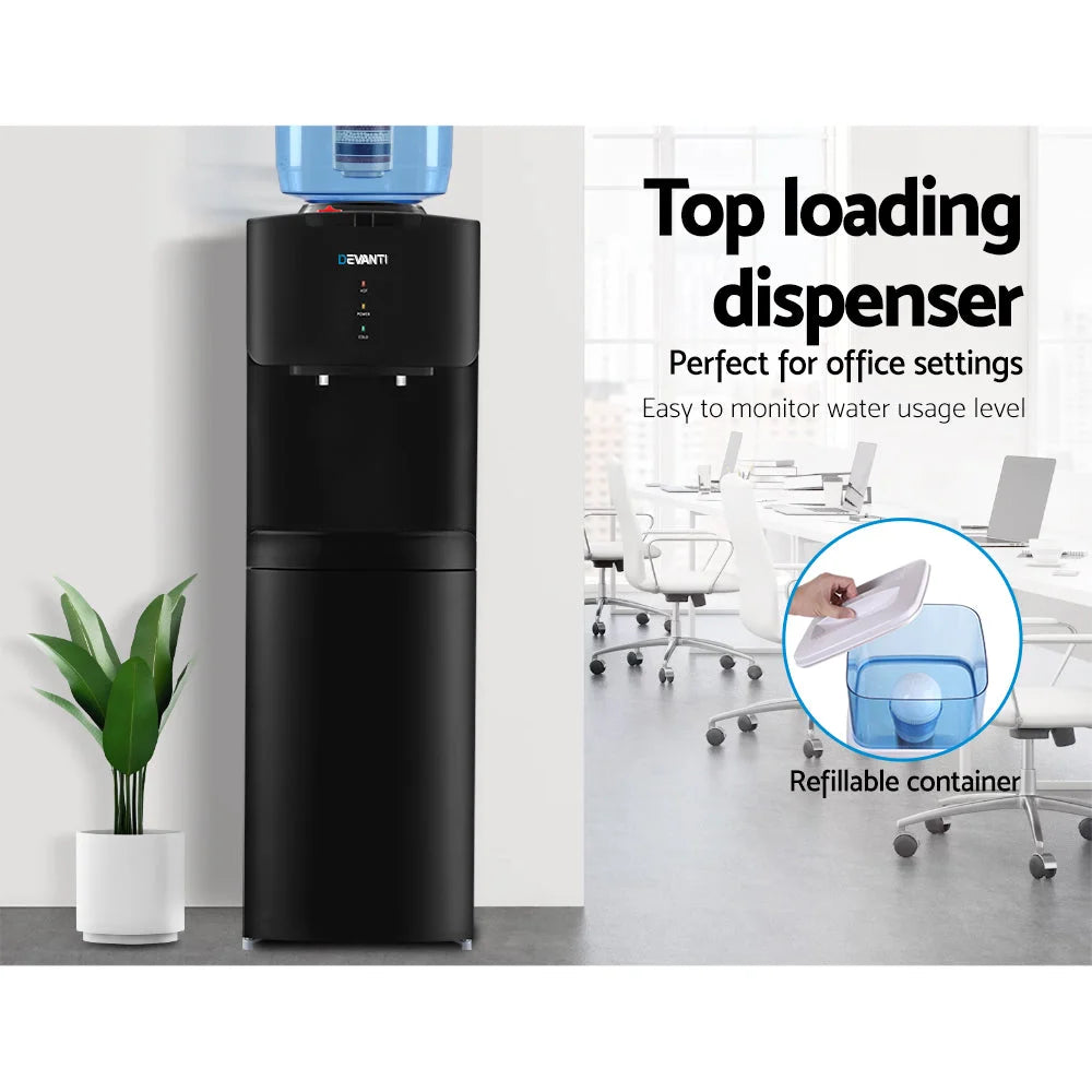 Water Cooler Dispenser Stand with 22L Bottle - Black with 2