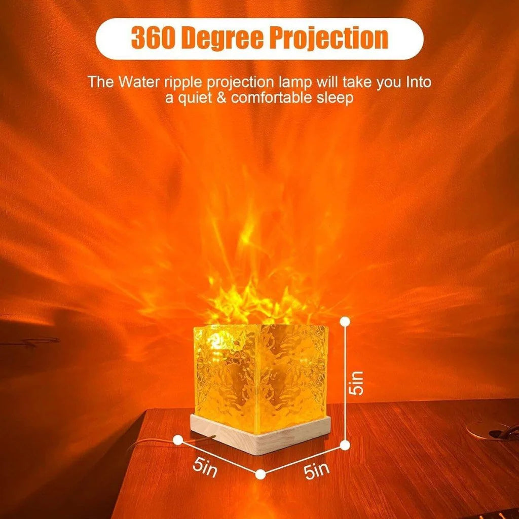 Water Ripple Atmosphere Lamp Square Table Lamp For Bedroom