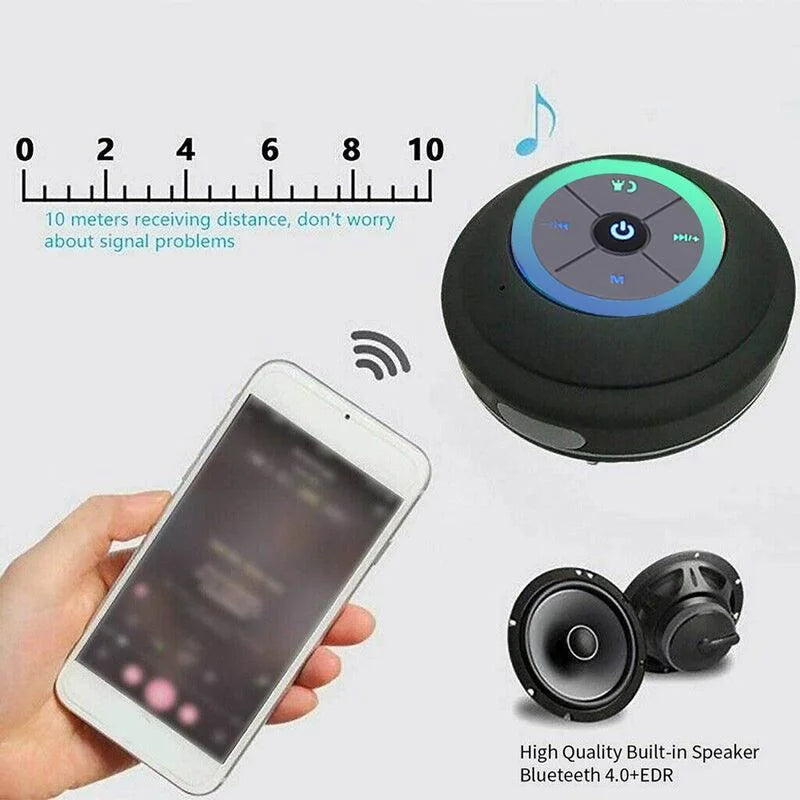 Waterproof Bluetooth Shower Speaker with LED Light FM Radio
