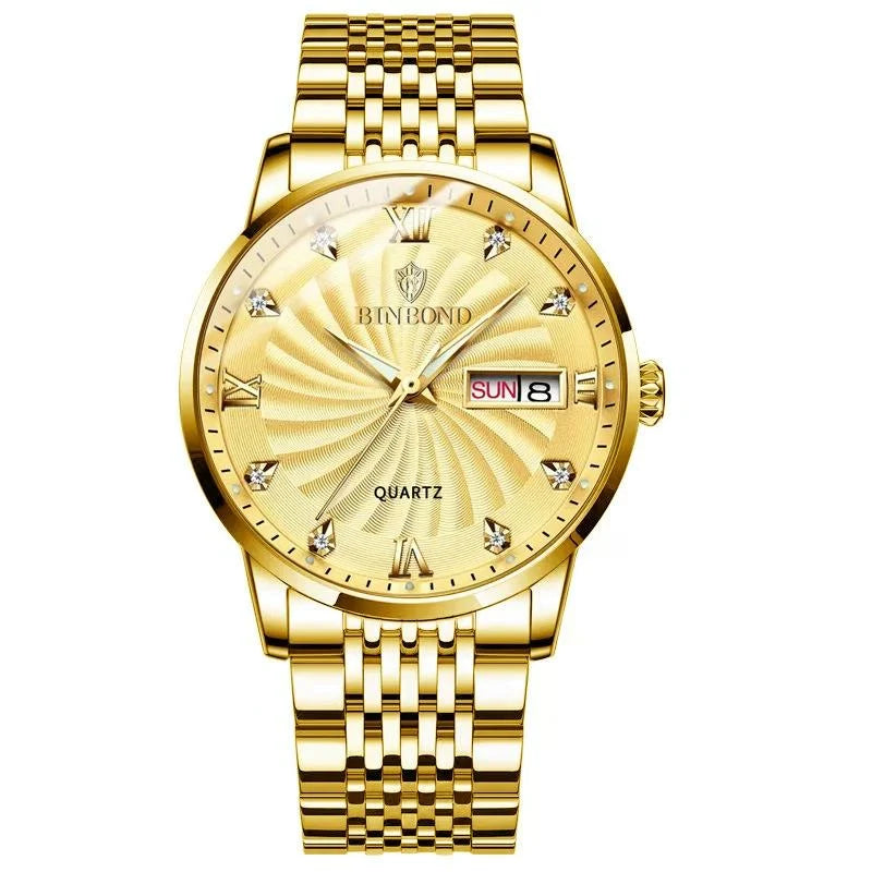 Waterproof Business Men Quartz Watch with Butterfly Buckle