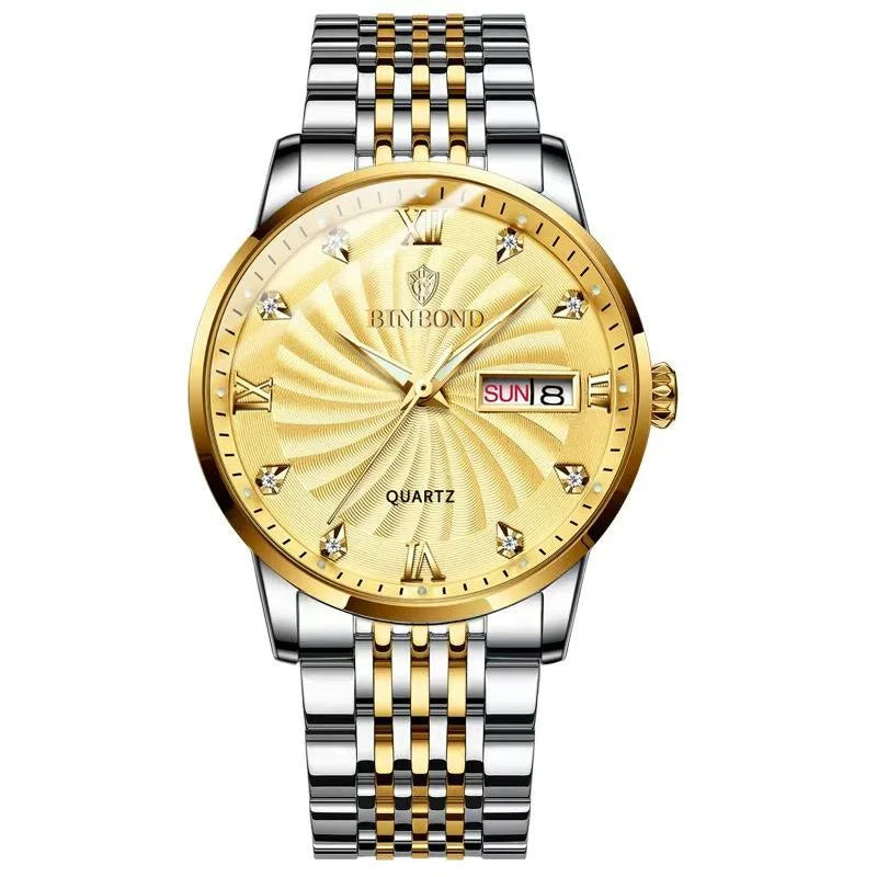 Waterproof Business Men Quartz Watch with Butterfly Buckle