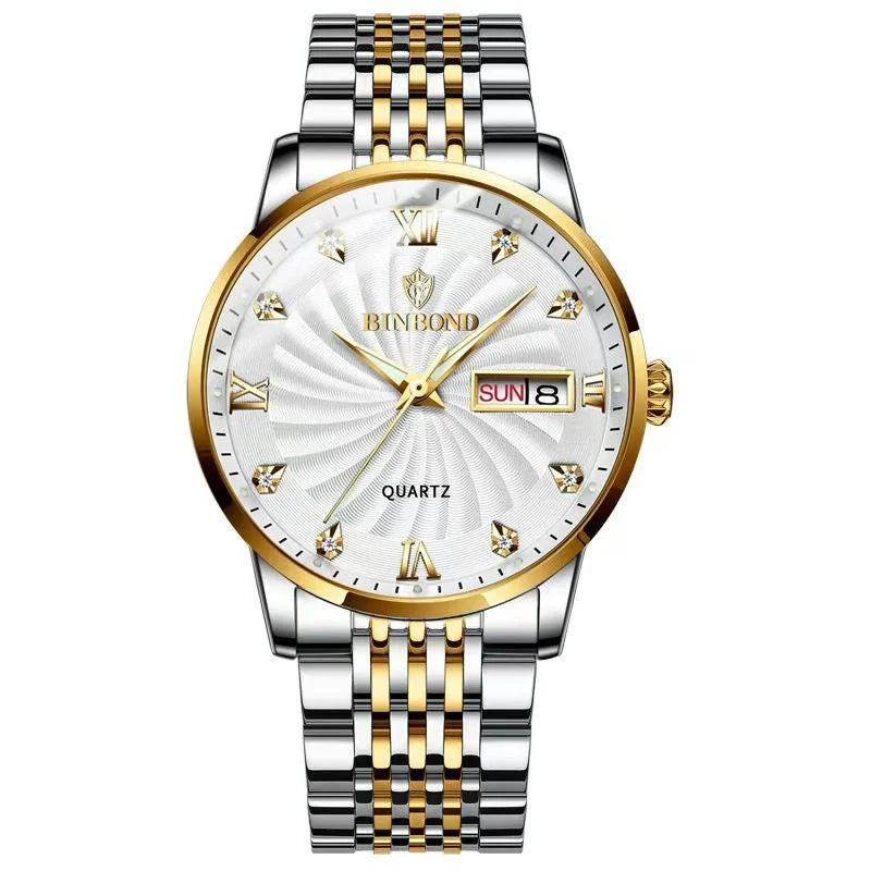Waterproof Business Men Quartz Watch with Butterfly Buckle
