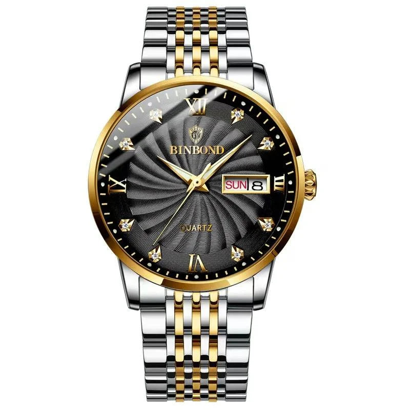 Waterproof Business Men Quartz Watch with Butterfly Buckle