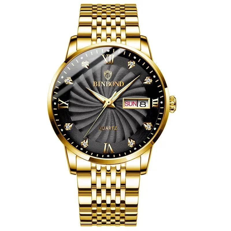 Waterproof Business Men Quartz Watch with Butterfly Buckle
