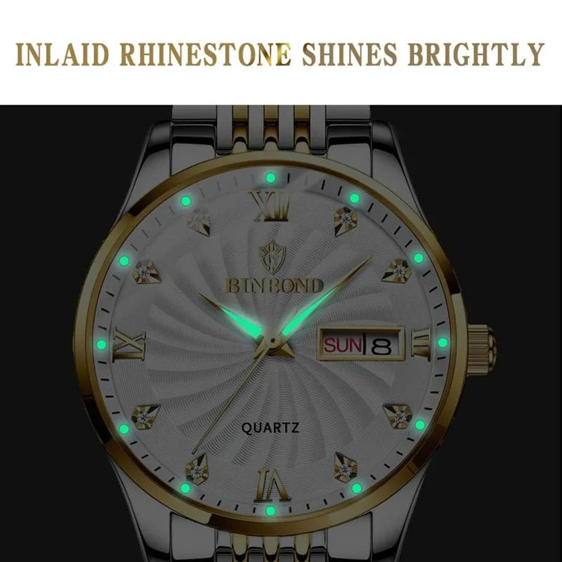 Waterproof Business Men Quartz Watch with Butterfly Buckle