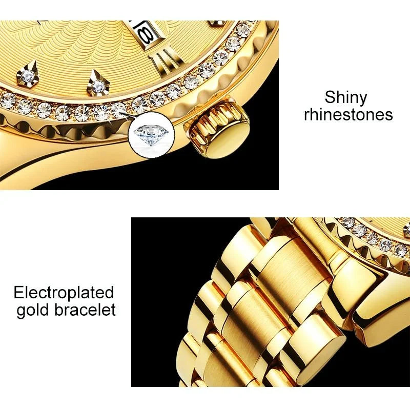 Waterproof Diamond Quartz Watch for Men with Stainless