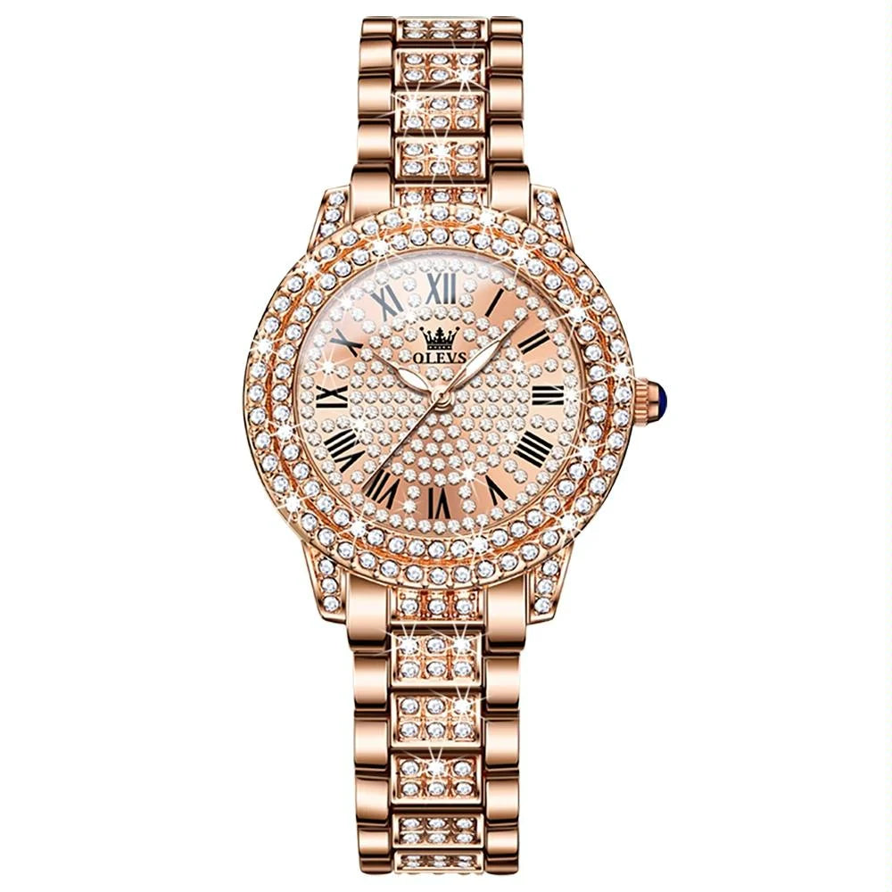 Waterproof Diamond Women Quartz Watch - Rose Gold Diamond