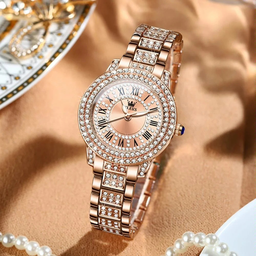 Waterproof Diamond Women Quartz Watch - Rose Gold Diamond