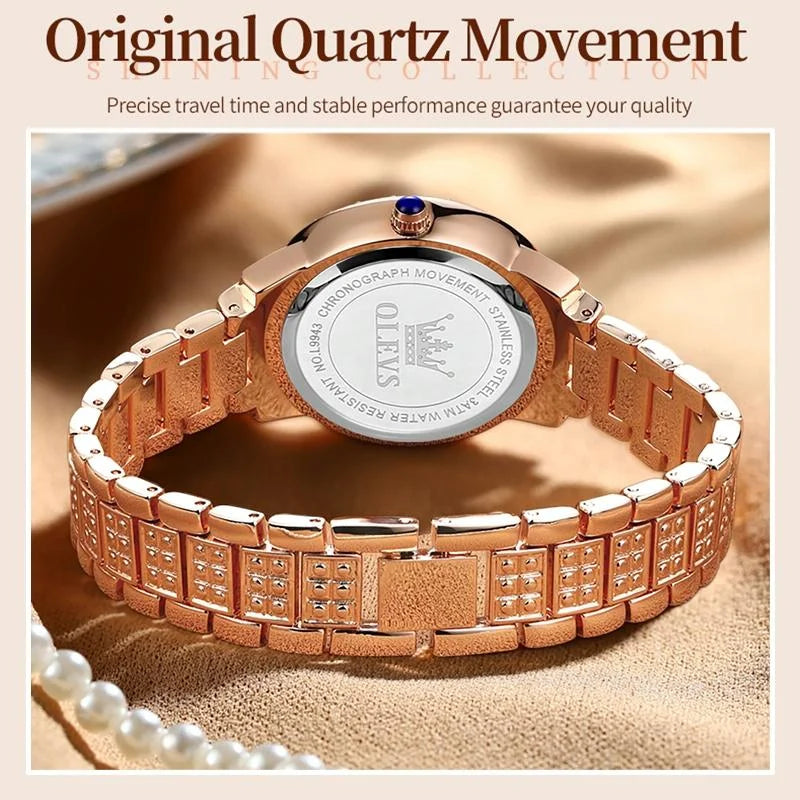 Waterproof Diamond Women Quartz Watch - Rose Gold Diamond