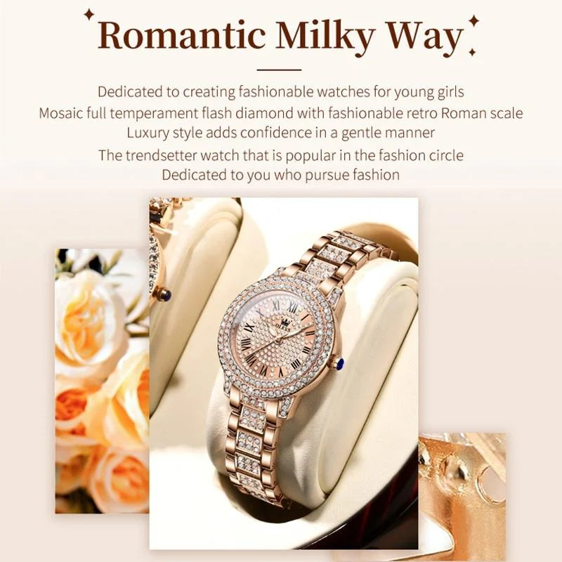 Waterproof Diamond Women Quartz Watch - Rose Gold Diamond