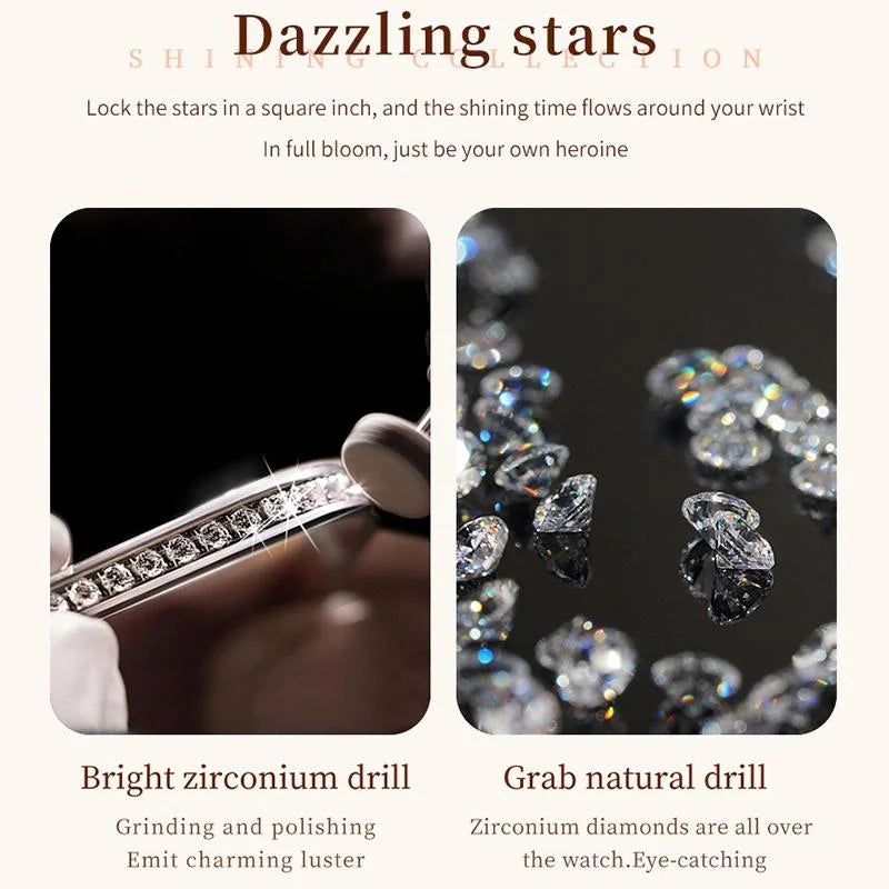 Waterproof Diamond Women Quartz Watch - Rose Gold Diamond
