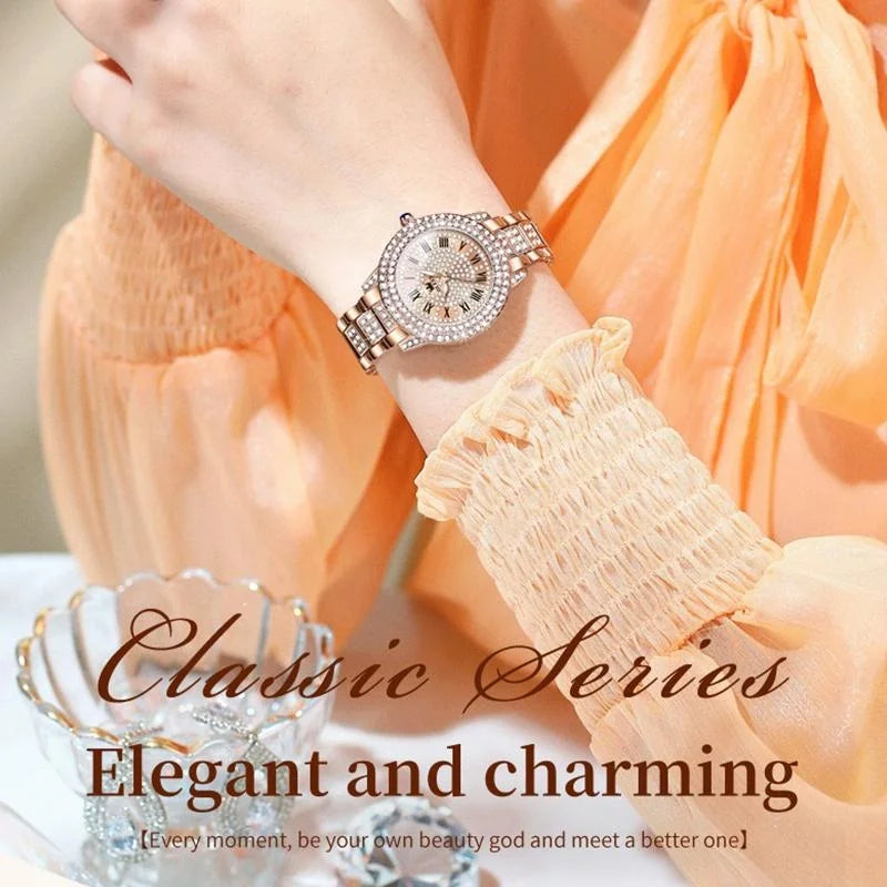 Waterproof Diamond Women Quartz Watch - Rose Gold Diamond