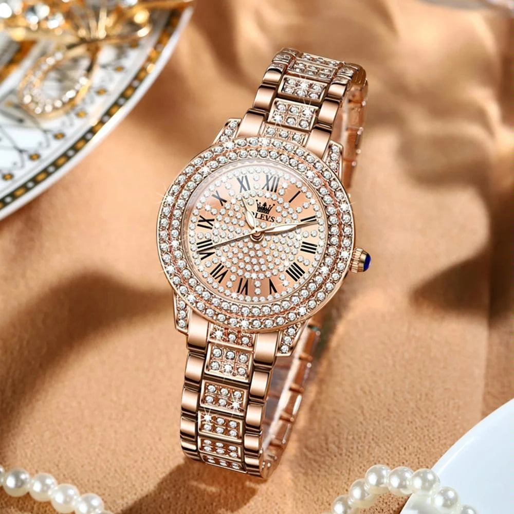 Waterproof Diamond Women Quartz Watch - Rose Gold Diamond
