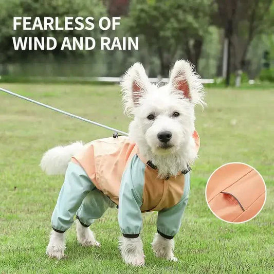 Waterproof Dog Raincoat with Hidden Leash Hole - Windproof