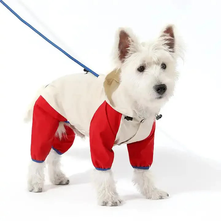 Waterproof Dog Raincoat with Hidden Leash Hole - Windproof