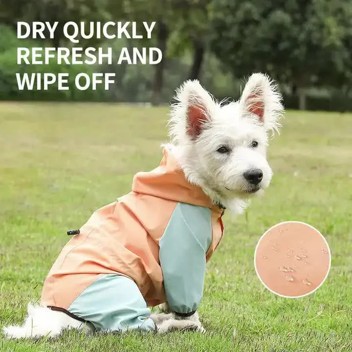 Waterproof Dog Raincoat with Hidden Leash Hole -Windproof