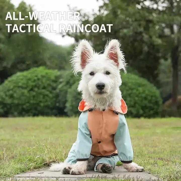 Waterproof Dog Raincoat with Hidden Leash Hole -Windproof