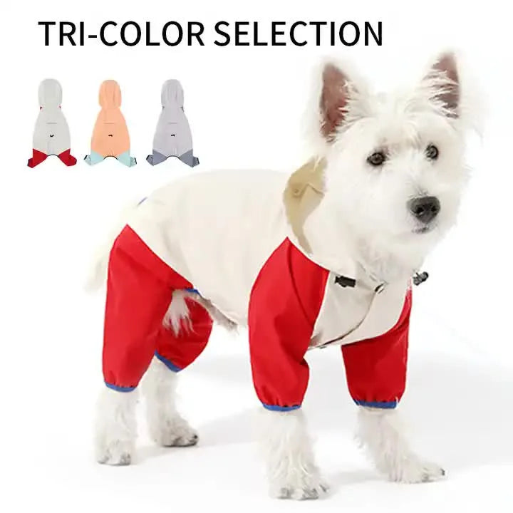 Waterproof Dog Raincoat with Hidden Leash Hole - Windproof