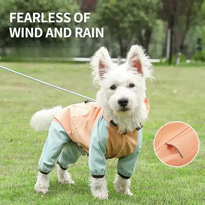 Waterproof Dog Raincoat with Hidden Leash Hole -Windproof