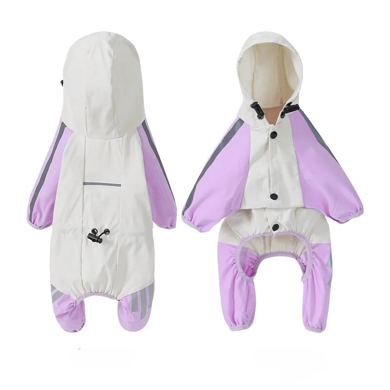 Waterproof Dog Raincoat with Hidden Leash Hole - Windproof