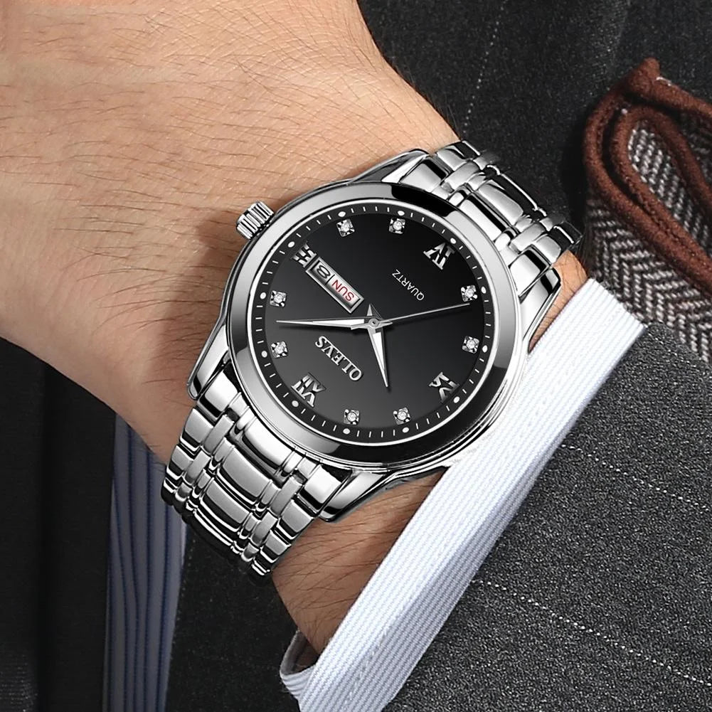 Waterproof Dual Calendar Quartz Watch for Men with Luminous