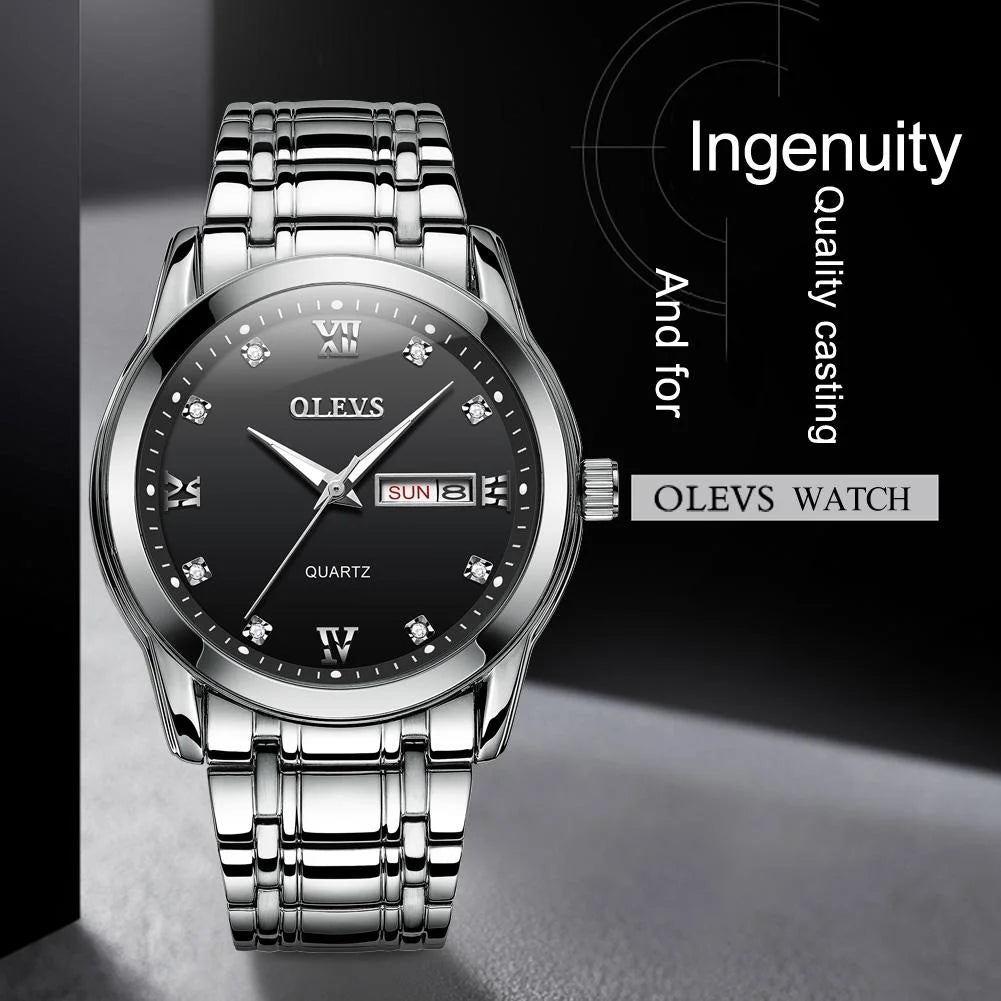Waterproof Dual Calendar Quartz Watch for Men with Luminous